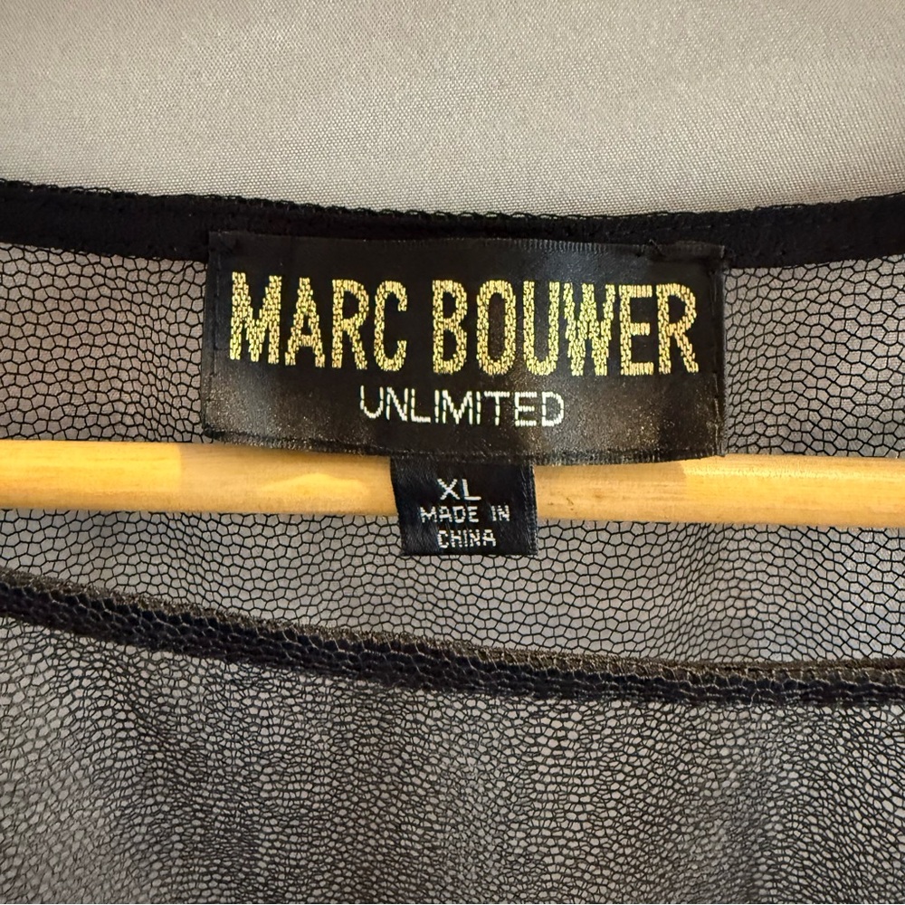 Marc Bouwer Black Sheer and Floral Lace Blouse Women’s XL - Picture 2 of 11